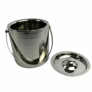 Williams Sonoma Godinger Ice Bucket Silver 8 Cups, Metal Hammered Silver